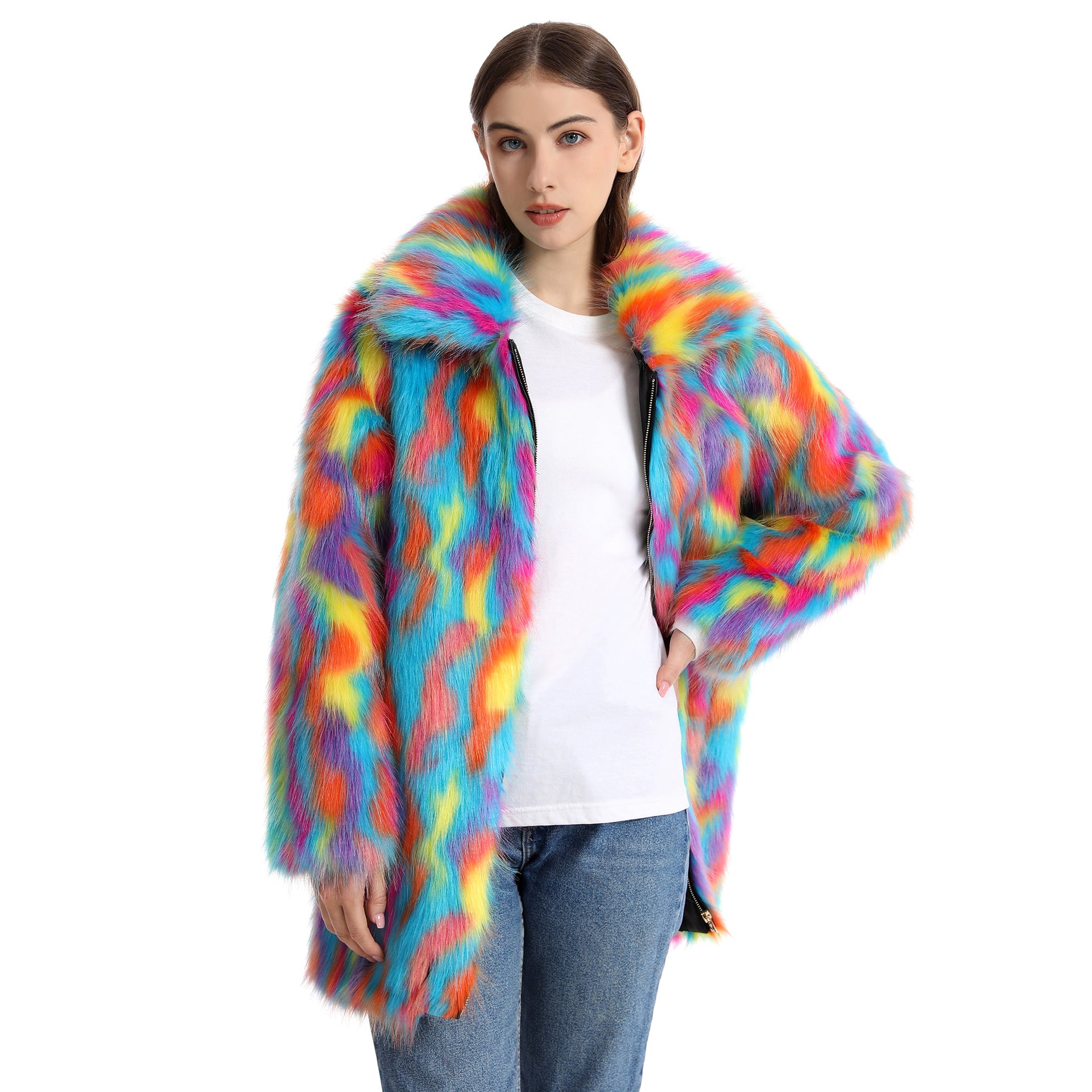Women's Plush Long-Length Faux Fur Coat