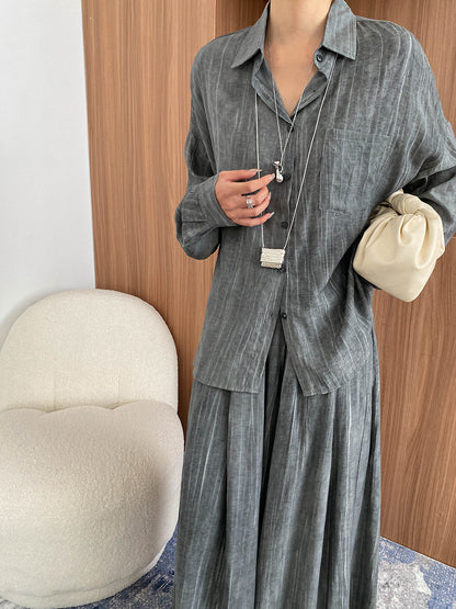 Tencel Lyocell Tie-Dye Relaxed Shirt & Culottes Two-Piece Set