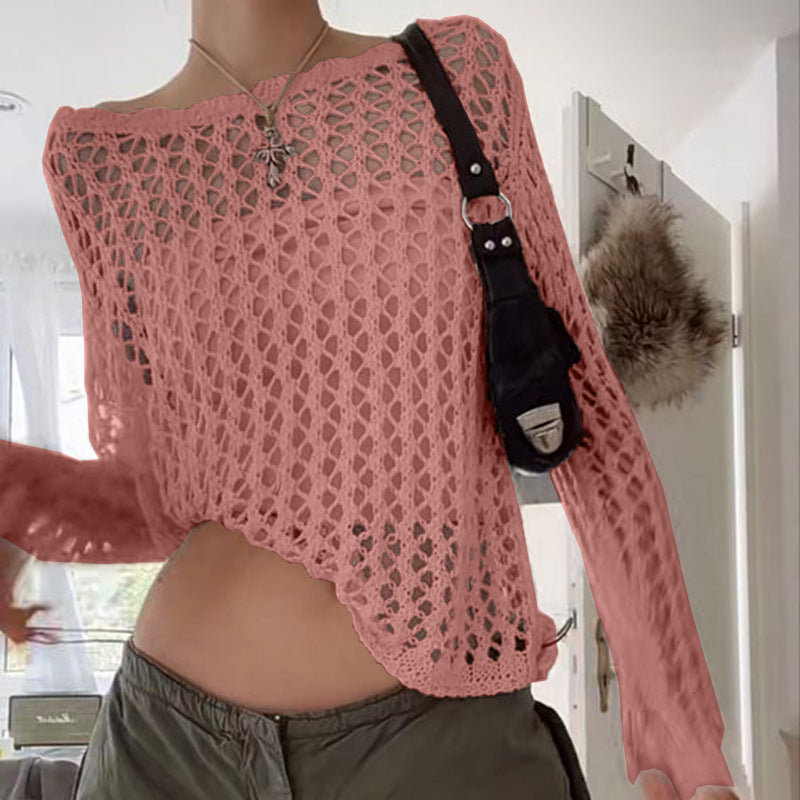 Women's Oversized Mesh Knit Sweater