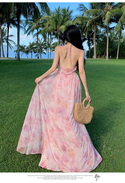 Luxury 3D Floral Halter Neck Dress
