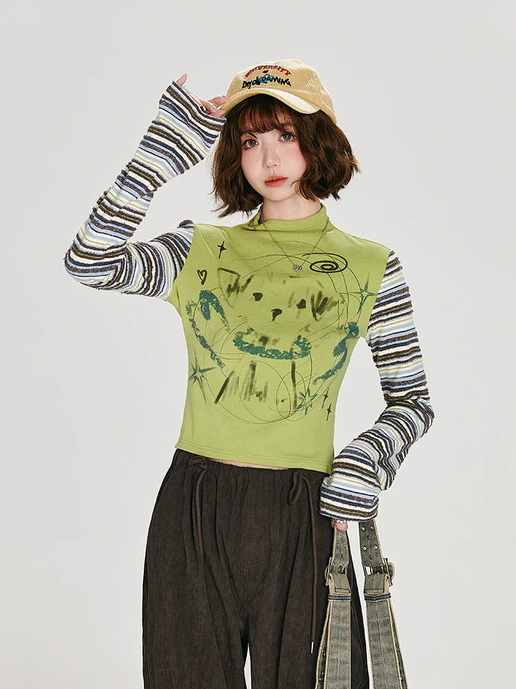 Girlyhalo Vintage Long Sleeve T-Shirt for Women