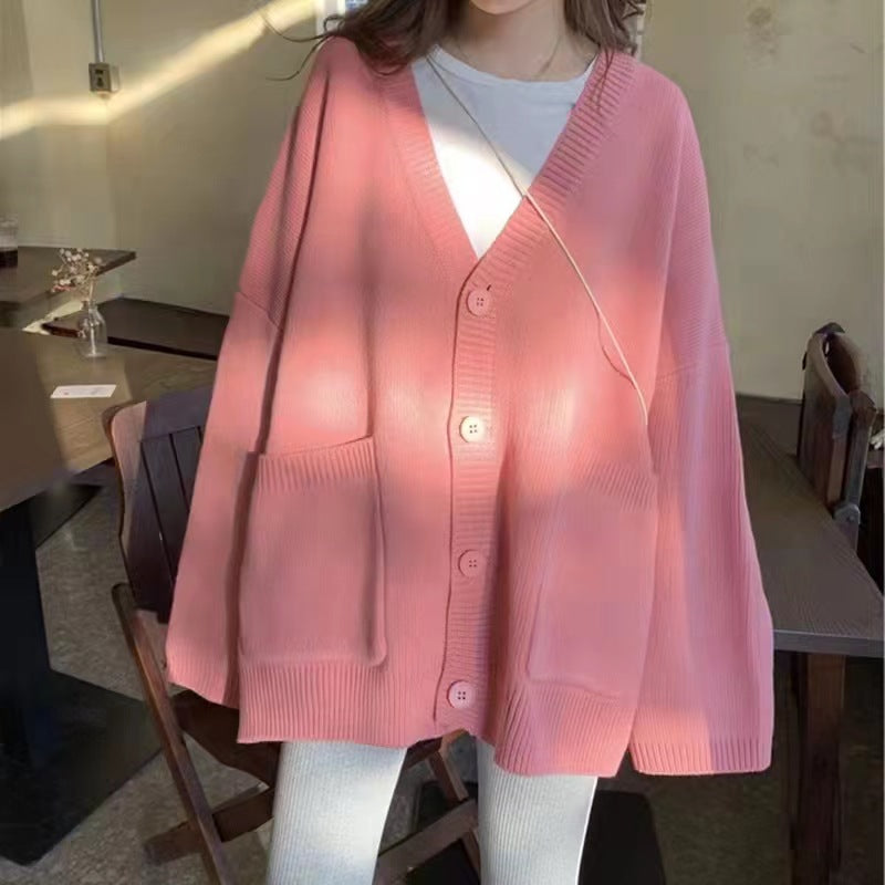 Loose Knit Cardigan – Oversized V-Neck Sweater | Soft & Cozy Casual Pullover