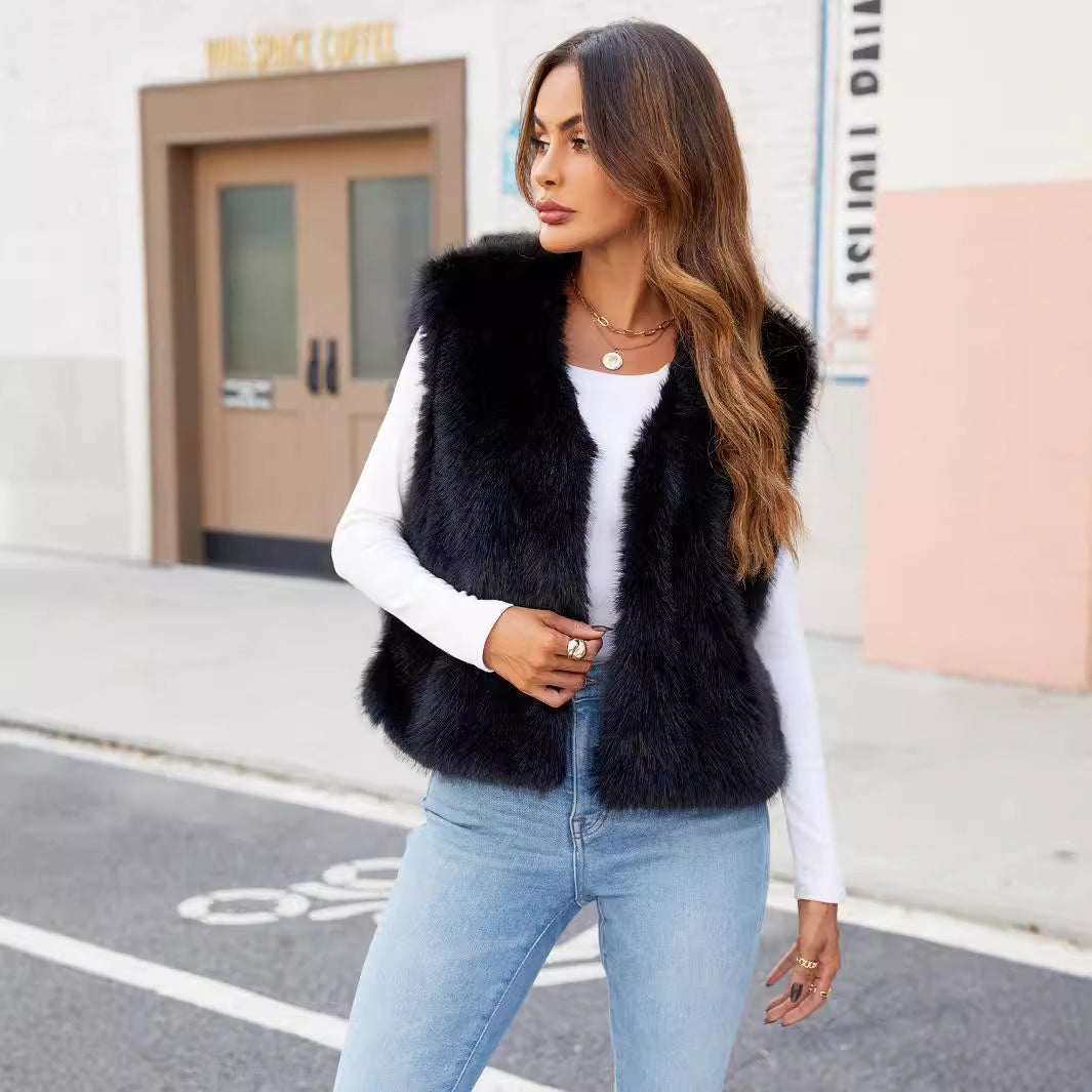 Women's Short Faux Fur Vest