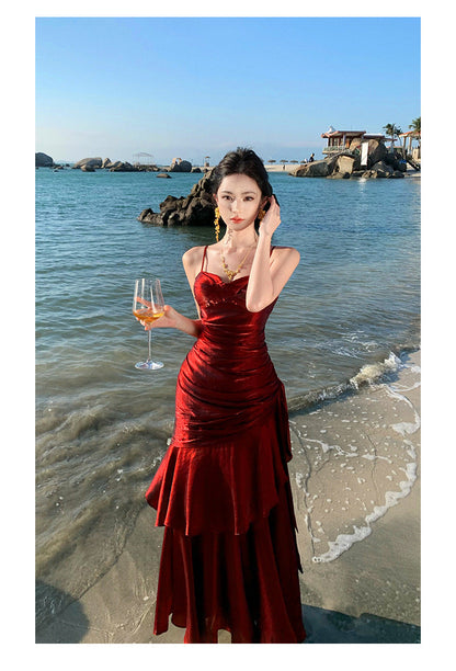 Elegant High-Neck Halter Gown with Layered Ruffle Hem, Birthday & Cocktail Party Evening Dress