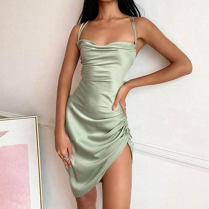 Sexy Simple Style Backless Mini Dress-STYLEGOING