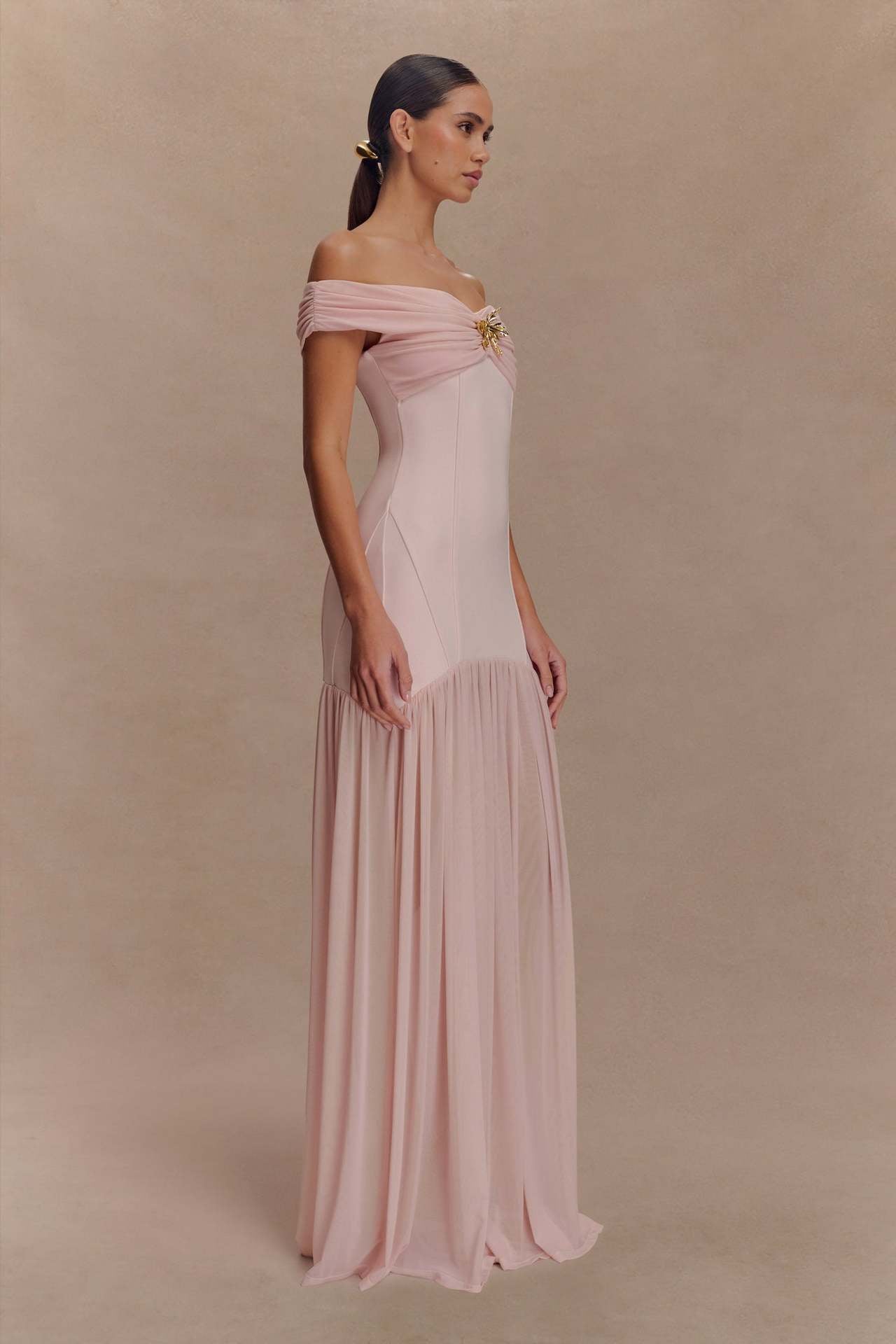 Elegant Floral Strapless Bodycon Dress
