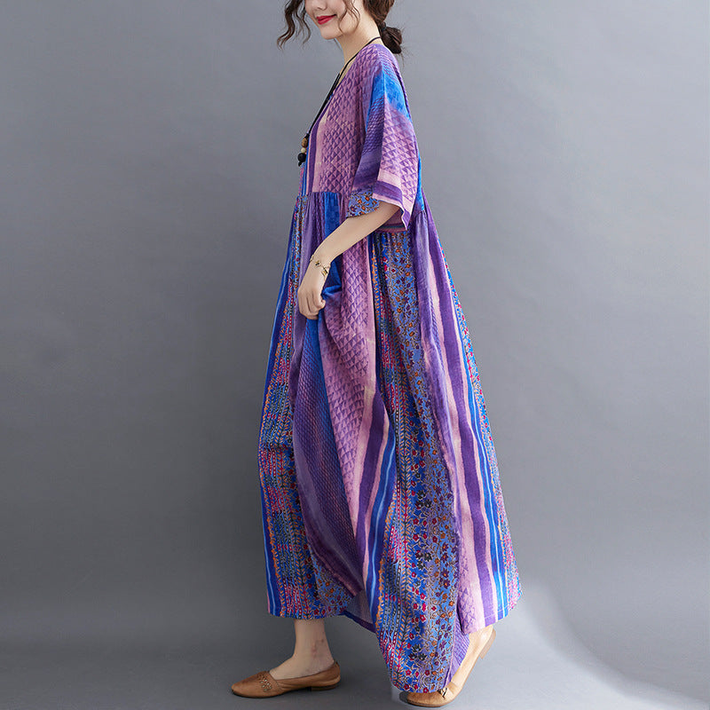 Purple Summer Women Long Loose Dresses-Dresses-Purple-One Size-Free Shipping at meselling99