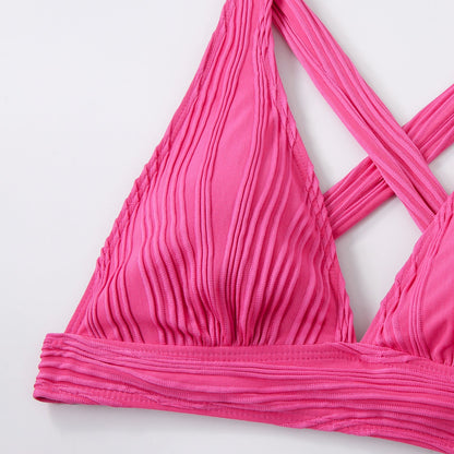 3D Striped High-Waist Two Pieces Bikini Bottom – Multicolor