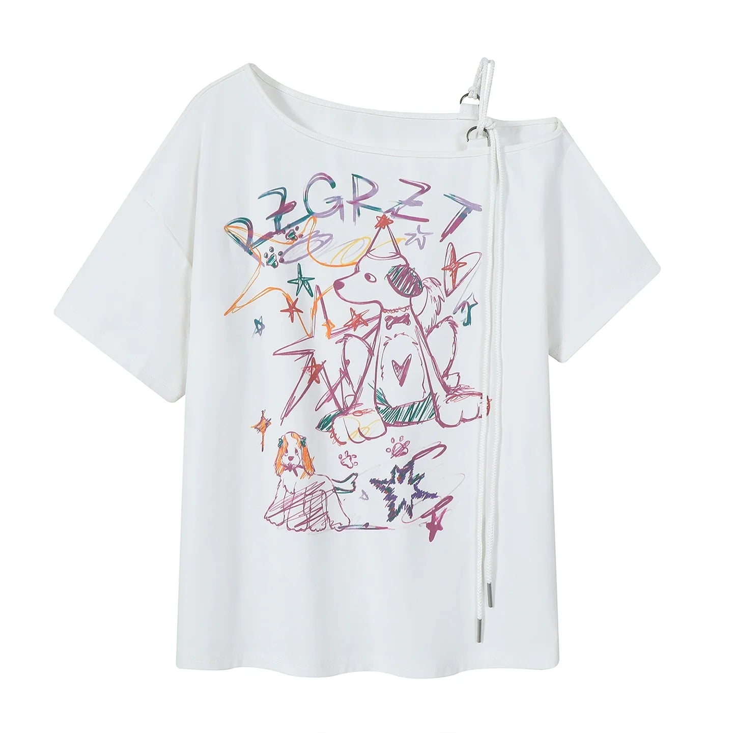Girlyhaloy Vintage Off-Shoulder T-Shirt