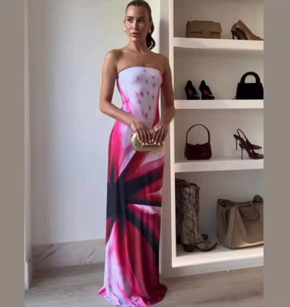 Women's Avocado Print Strapless Sundress