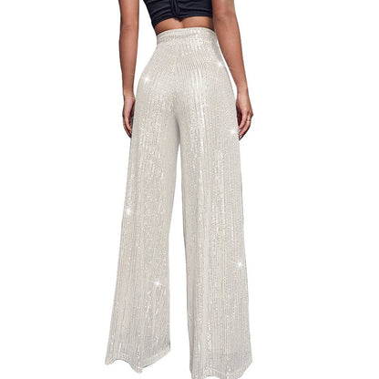 Fashion High Waist Sequin Summer Wide Legs Pants