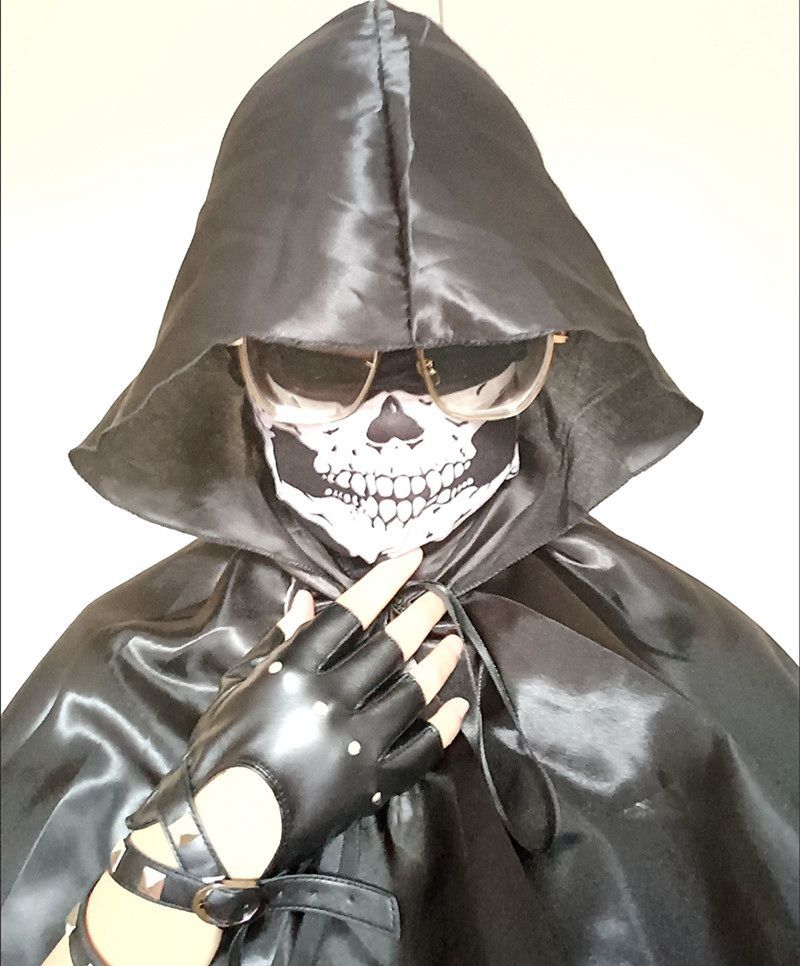 Halloween Men's Black Medieval Hooded Cloak 3pcs/Set