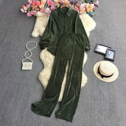 Fashion Candy Colors Long Sleeves Shirts & Elastic Long Pants
