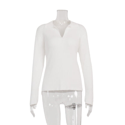 Sexy Polo Neck Knitted Pullover Sweaters