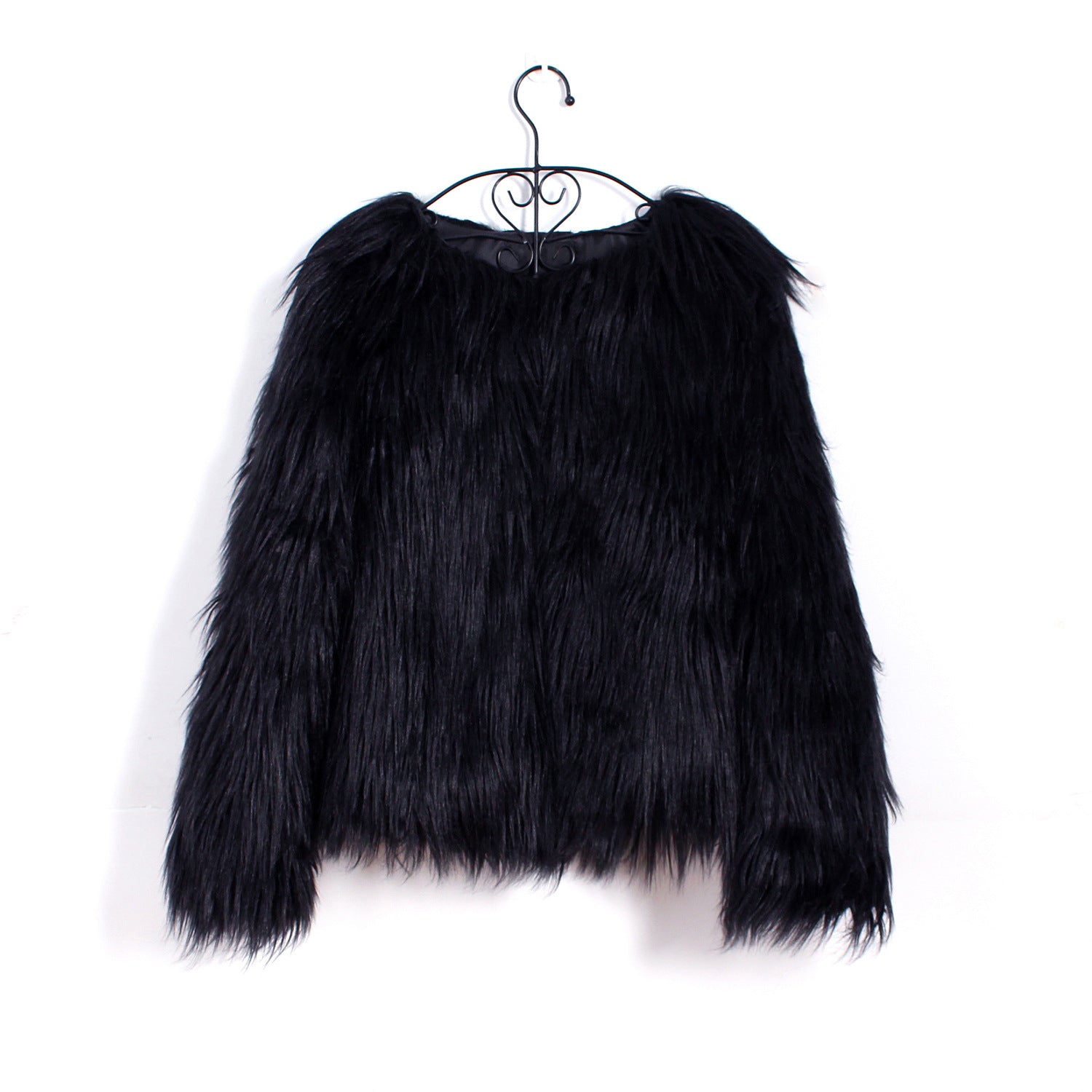 Women Long Sleeve V-Neck Faux Fur Jacket