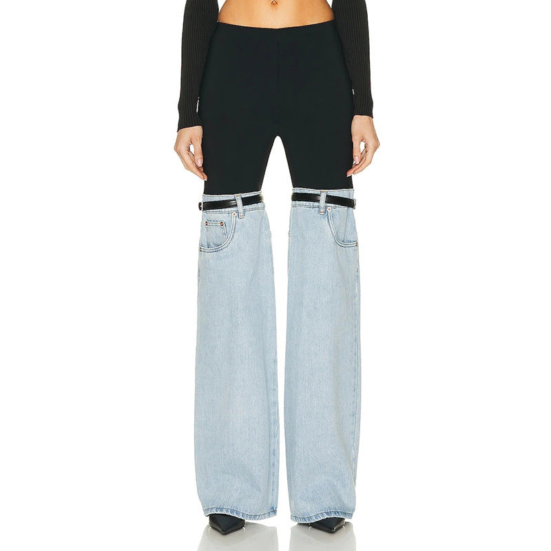 Designed Lace Up Trumpet Jeans for Women