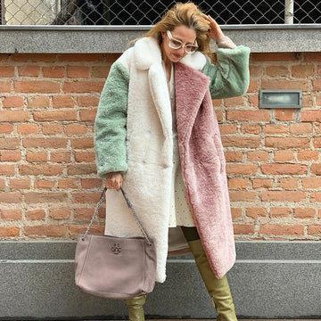 Luxury Two-Tone Long Rabbit Fur Coat