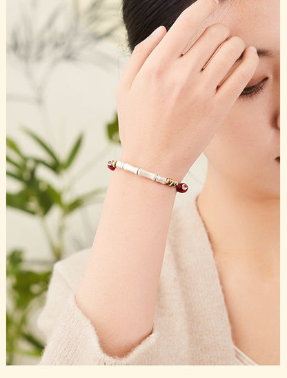 S999 Silver Bamboo Design Woven Bracelets Bridesmaid Gifts