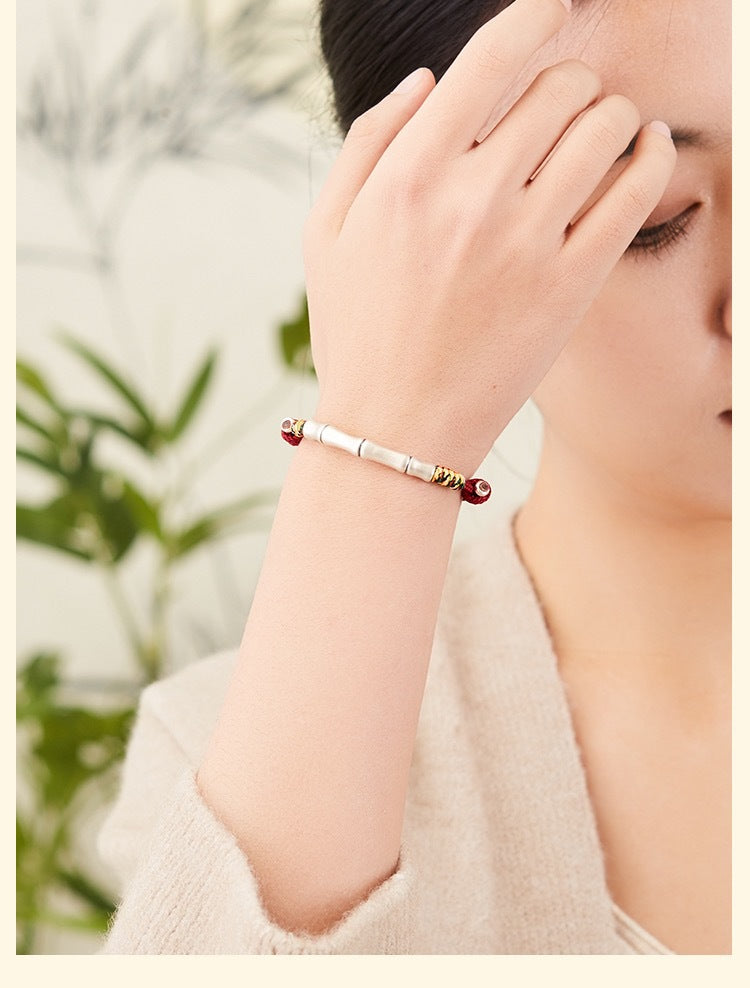 S999 Silver Bamboo Design Woven Bracelets Bridesmaid Gifts