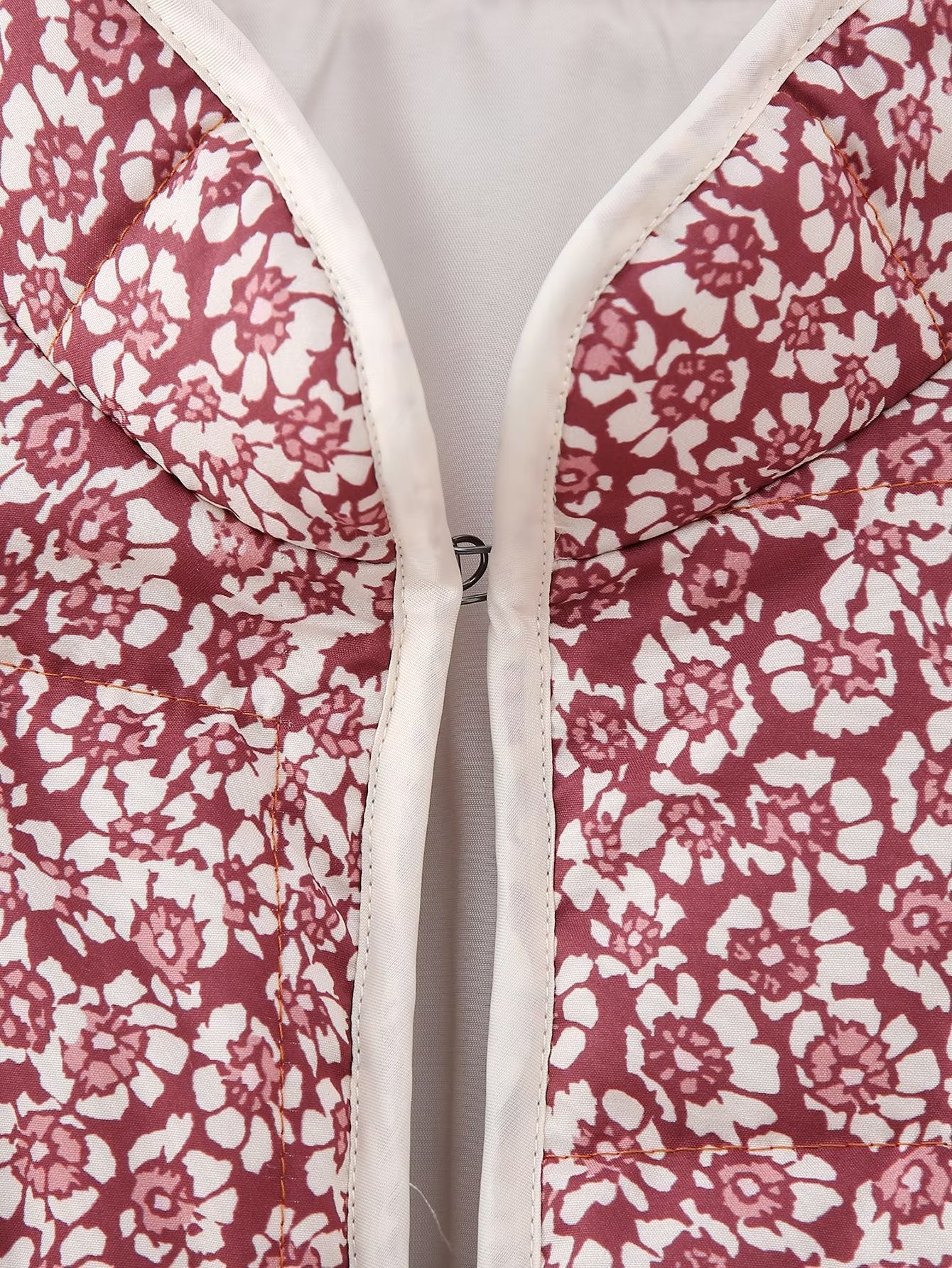 Floral Print Quilted Puffer Coat - Oversized Warm Winter Jacket