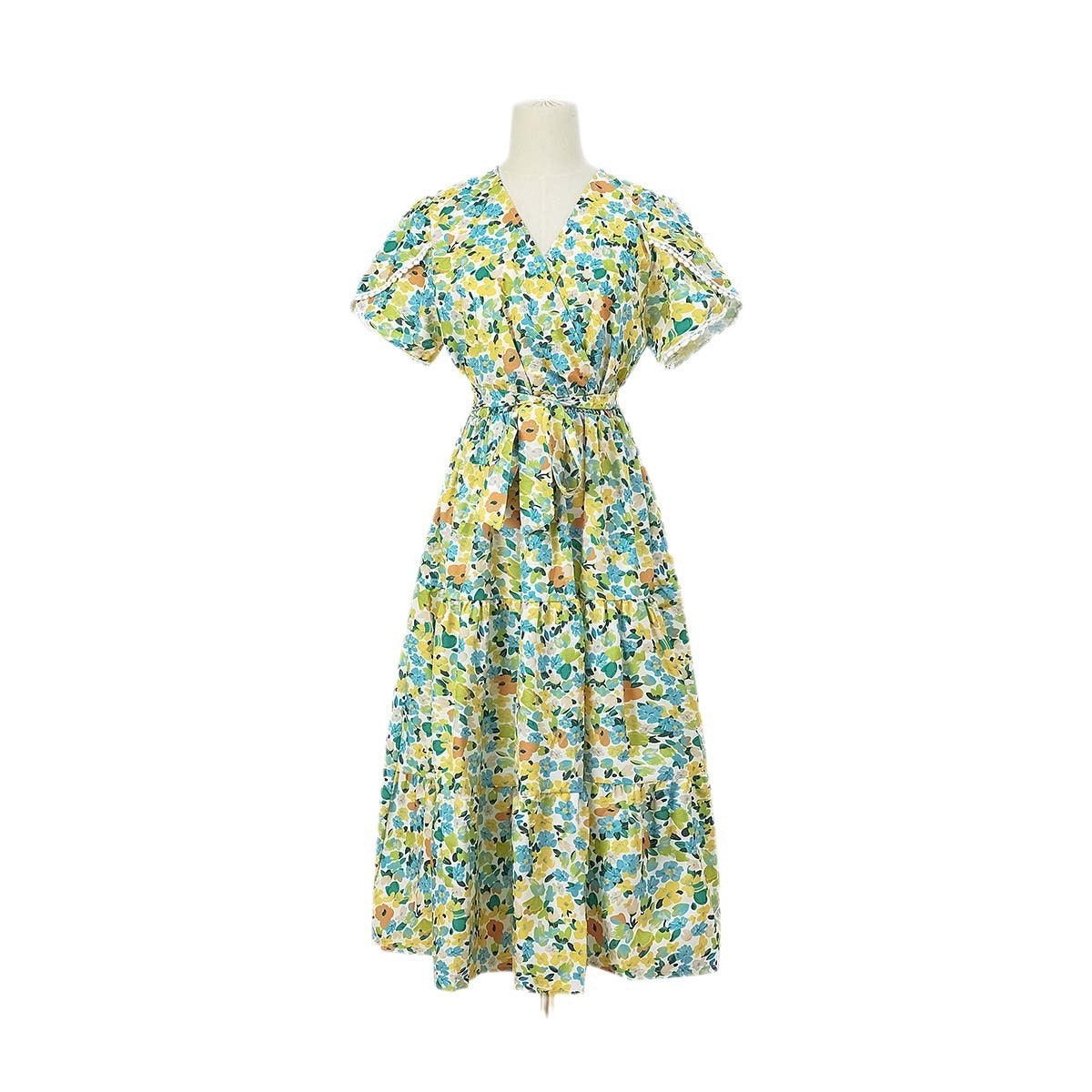 Women's Summer Floral V-Neck Split Hem Top