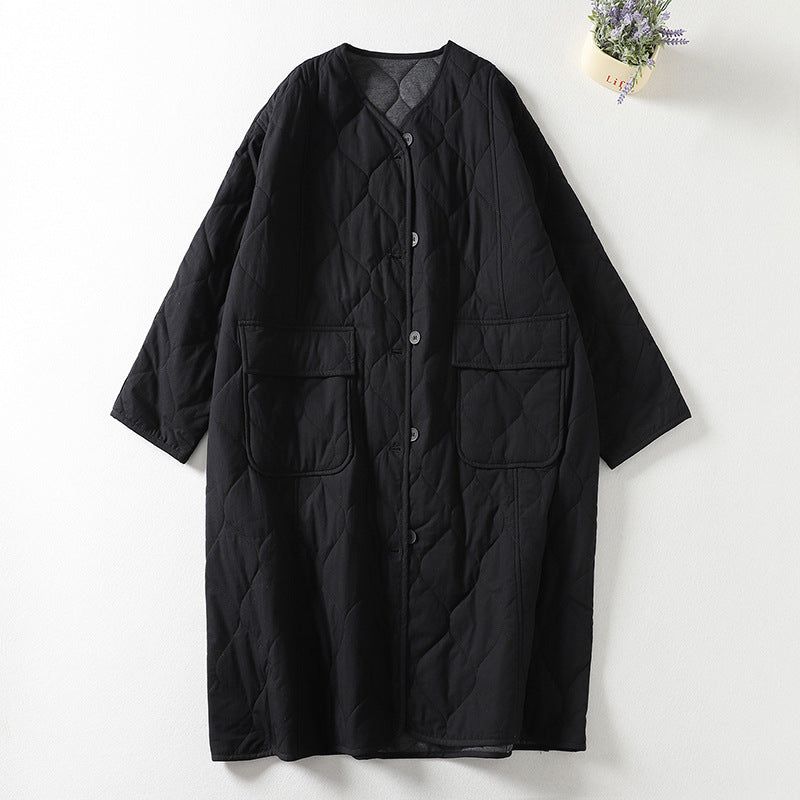 Plus-Size Vintage Cotton-Linen Cardigan Coat