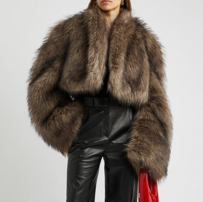 Retro Faux Mink Fur Short Coat Women’s – Reversible Plush Jacket