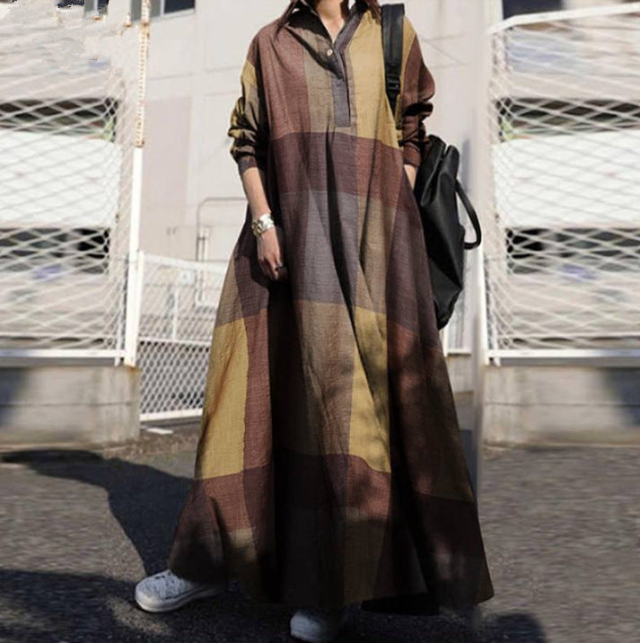 Women Vintage Linen Plus Sizes Long Cozy Dresses-Cozy Dresses-Yellow-S-Free Shipping at meselling99