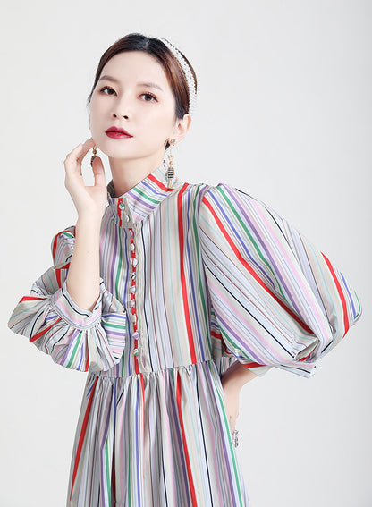 Vintage Rainbow Designed Women Fall Dresses-Dresses-Colorful-One Size-Free Shipping at meselling99