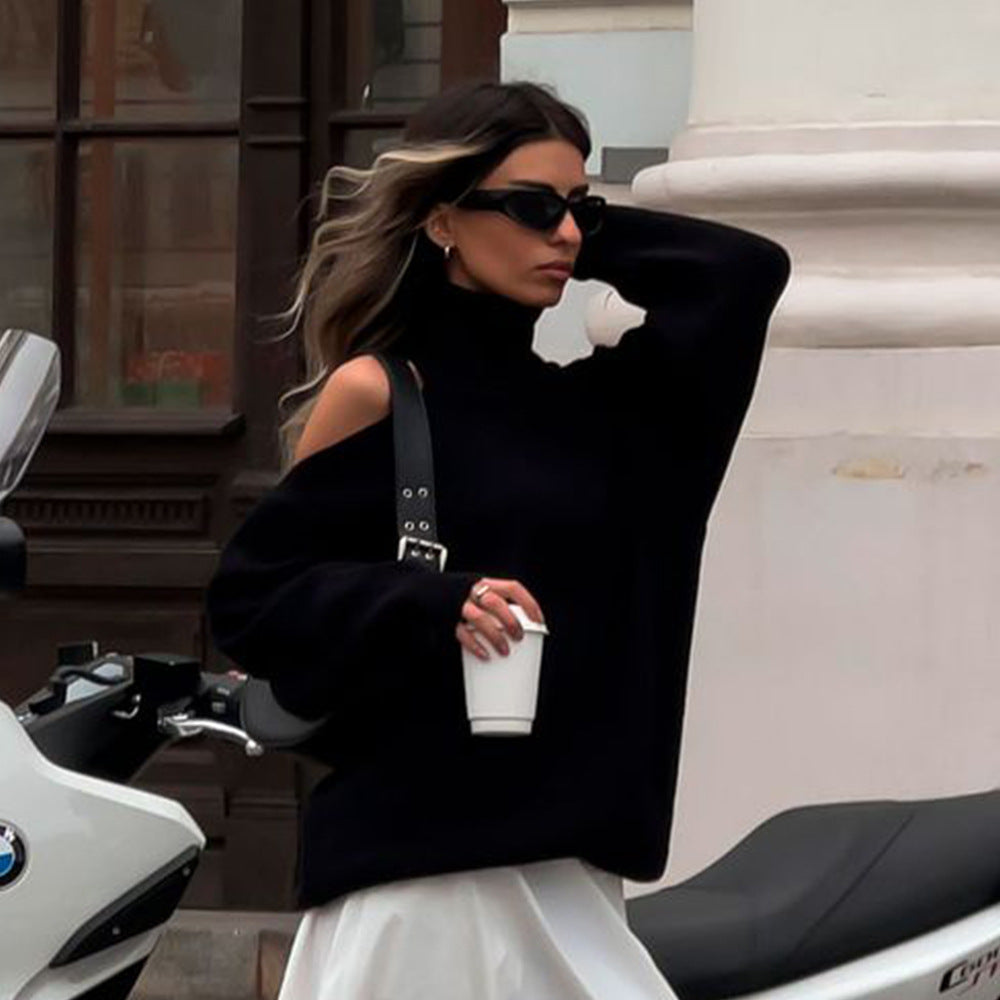 Off-the-Shoulder Cowl Neck Sweater