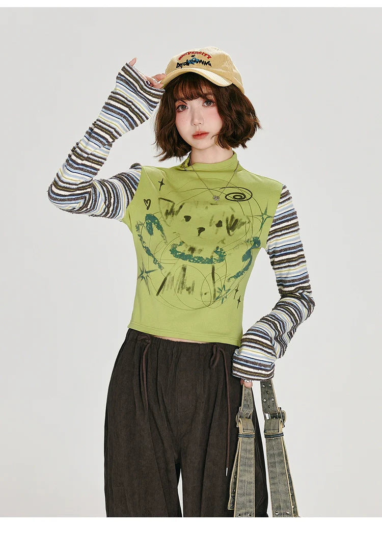 Girlyhalo Vintage Long Sleeve T-Shirt for Women