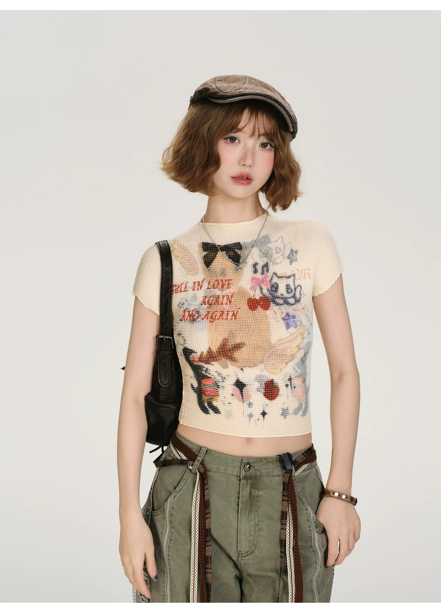 Girlyhalo Vintage Y2K Print Cropped T-Shirt