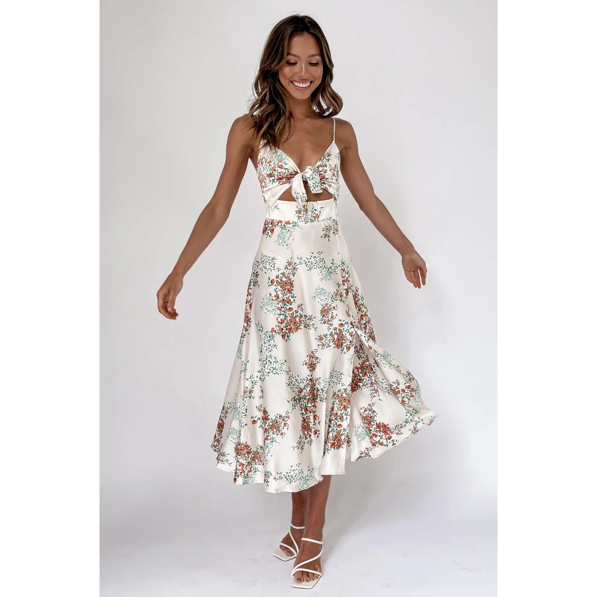 Sweety Summer Floral Print Sleeves Long Dresses-Dresses-A-S-Free Shipping at meselling99
