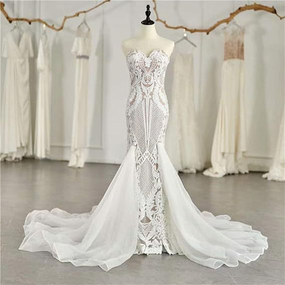 Luxury Strapless Mermaid Lace Wedding Dresses Bridal dresses