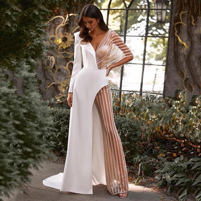 Designed Sexy See Through Lace Pants Dresses-Dresses-White-S-Free Shipping at meselling99
