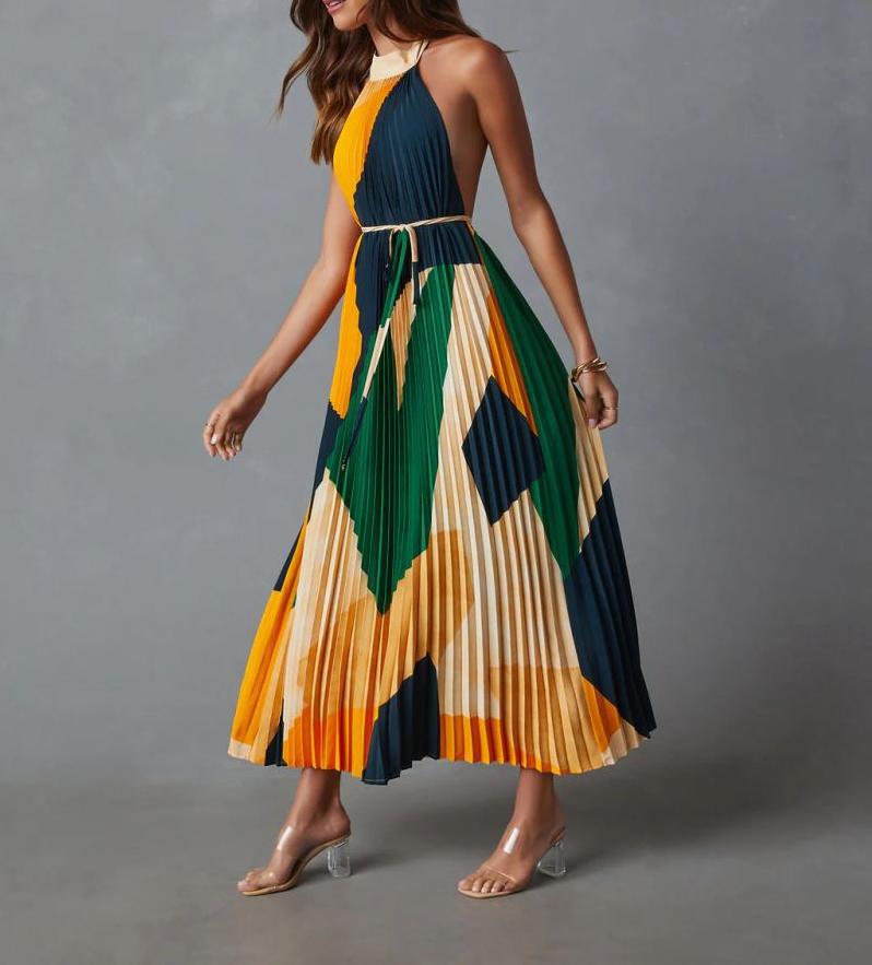 omen's Summer Backless Tie-Detail Dress