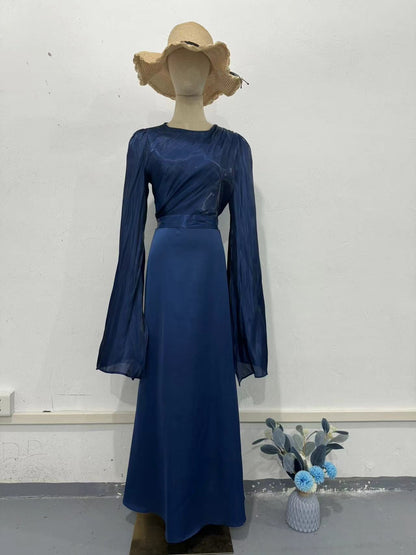 Elegant Satin Summer Long Sleeves Dresses