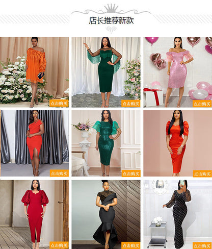 Sexy See Through Green Evening Party Dresses-Dresses-Free Shipping at meselling99