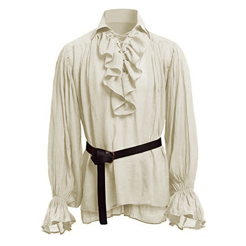 Retro Medieval Puff Sleeve Solid Color Shirt