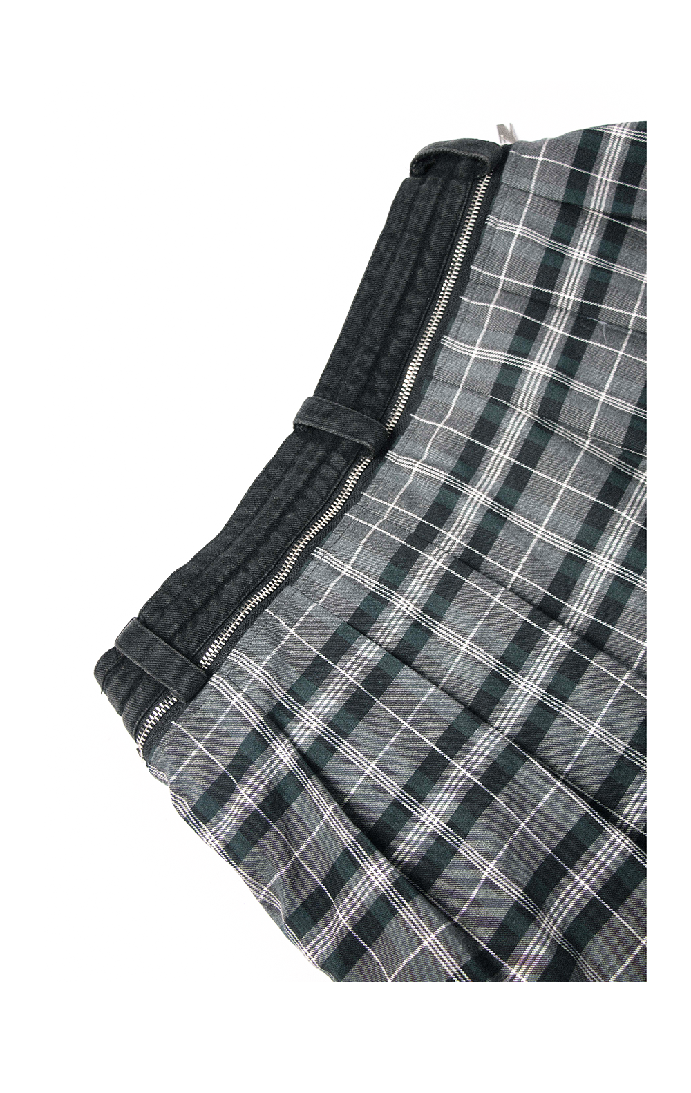 RELABEL Detachable Checkered Flap Distressed Wide-Leg Jeans