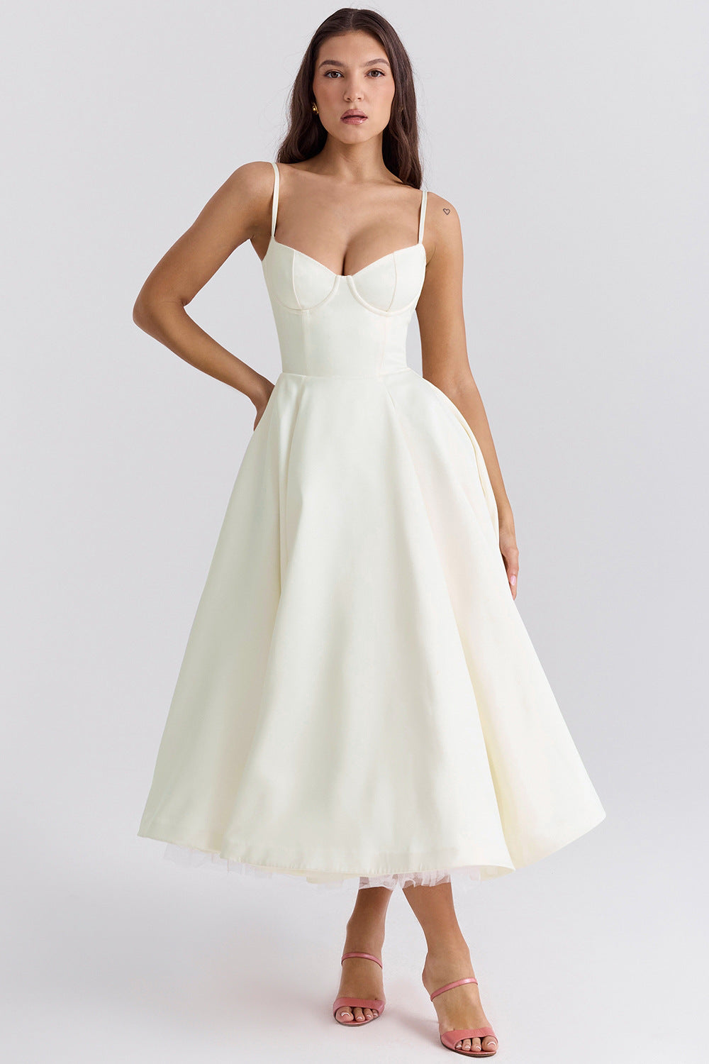 Elegant Princess Gown - French Chiffon Tiered Strapless Ball Gown Dress for Women
