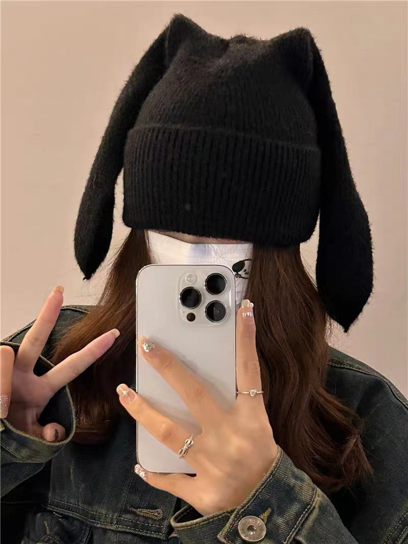 Long Ear Bunny Knit Hat – Winter Warm, Soft Faux Mink Yarn, Cute & Cozy Women’s Beanie