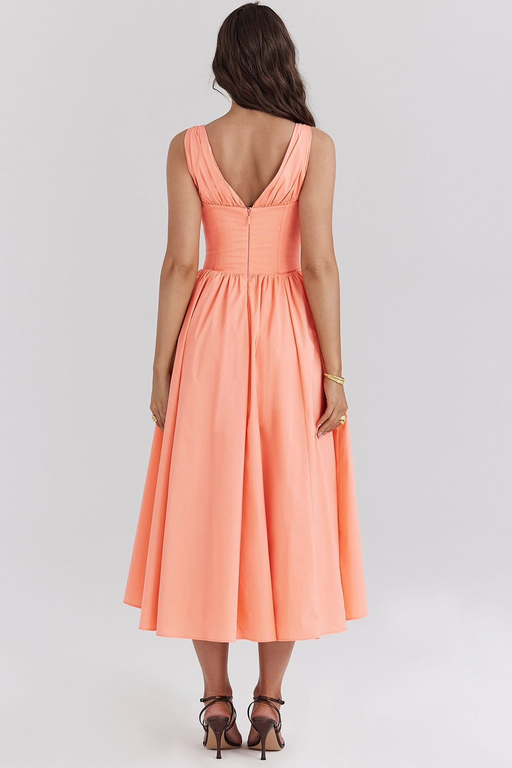 Elegant V-Neck Print Maxi Dress