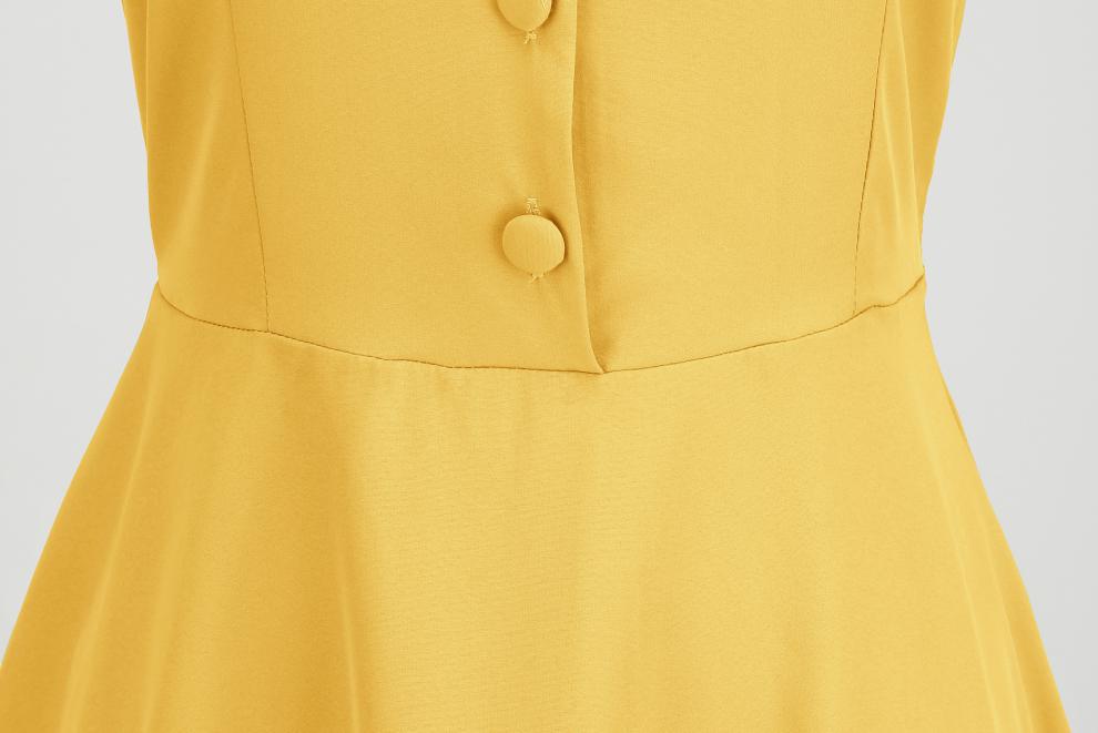 Women's Summer Party Dress with Notch Lapel and Flared Hem
