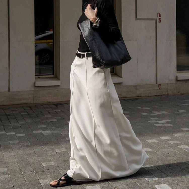 Cream White High-Waisted Maxi Skirt