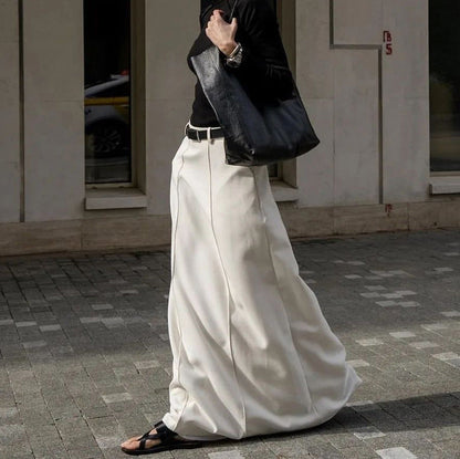 Cream White High-Waisted Maxi Skirt