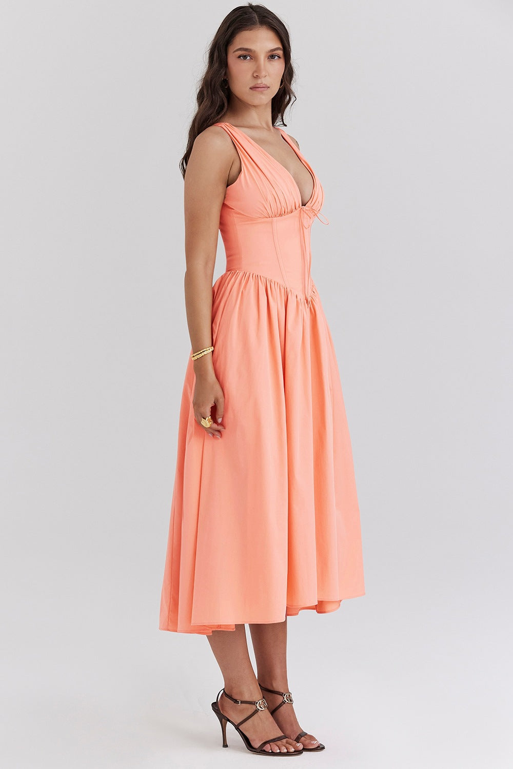 Elegant V-Neck Print Maxi Dress