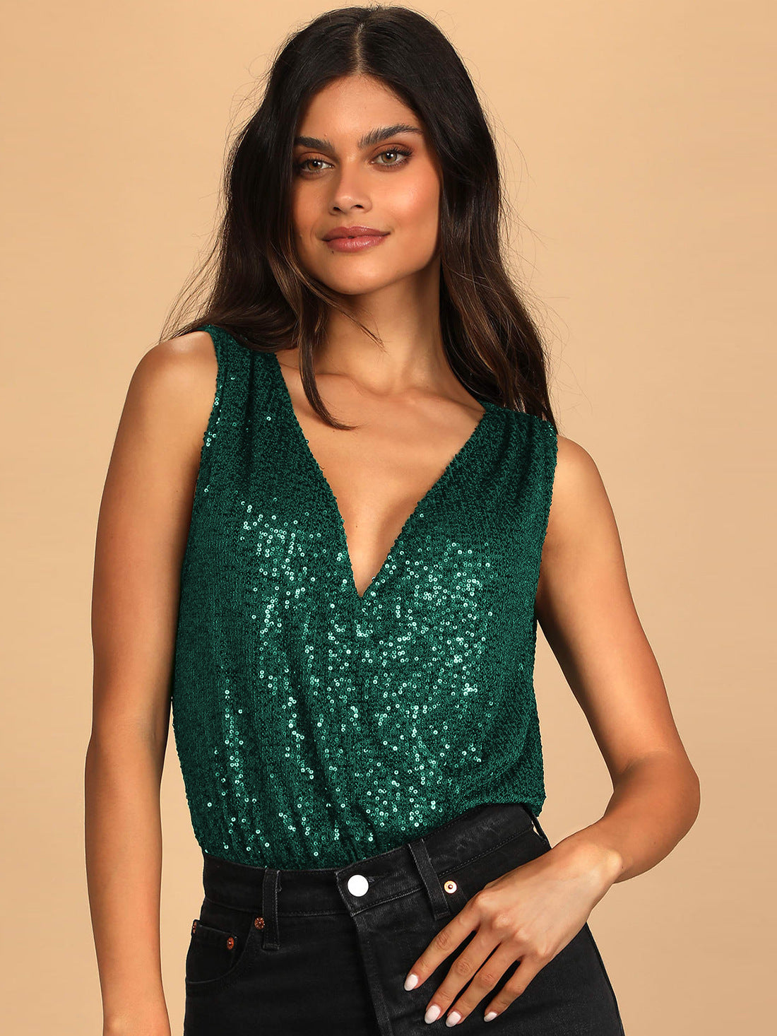Sexy V Neck Shinning Backless Night Party Jumpsuits