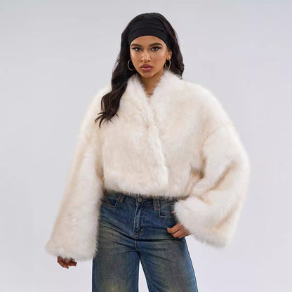 Retro Faux Mink Fur Short Coat Women’s – Reversible Plush Jacket
