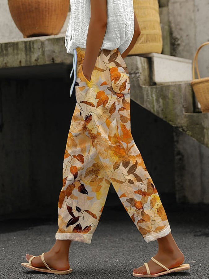 3D Large Print Minimalist Rolled Hem Casual Pants